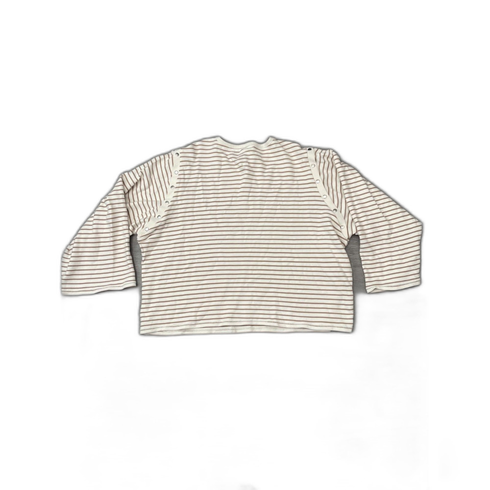 Anthropologie Maeve Slouchy Striped Long Sleeved Tee Removable Sleeves Size